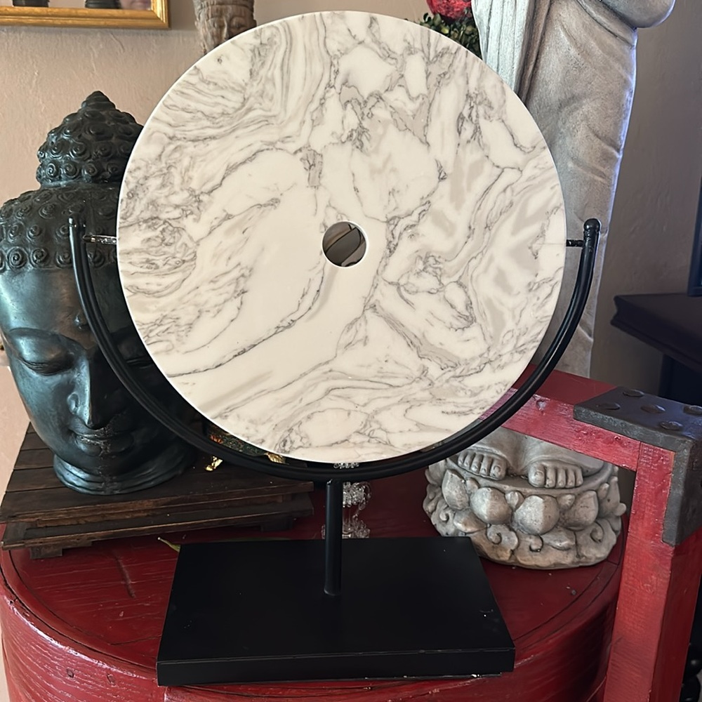 White grey black marble swivel stand accessory NEW
